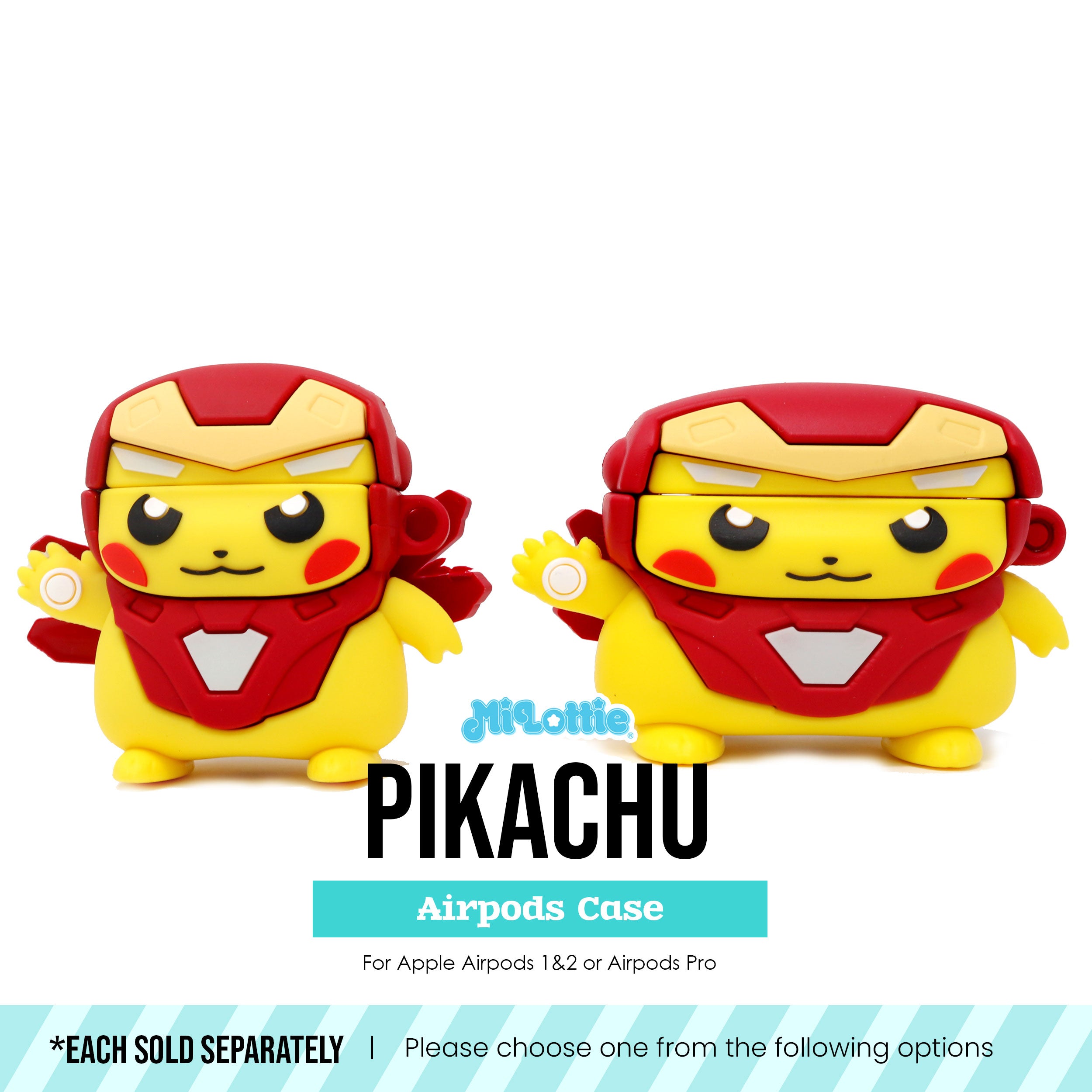 Pikachu in Iron man costume Pokemon Airpods Case - 0