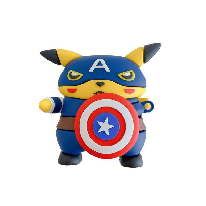 Pikachu in Captain America Costume Pokemon Airpods Case-1