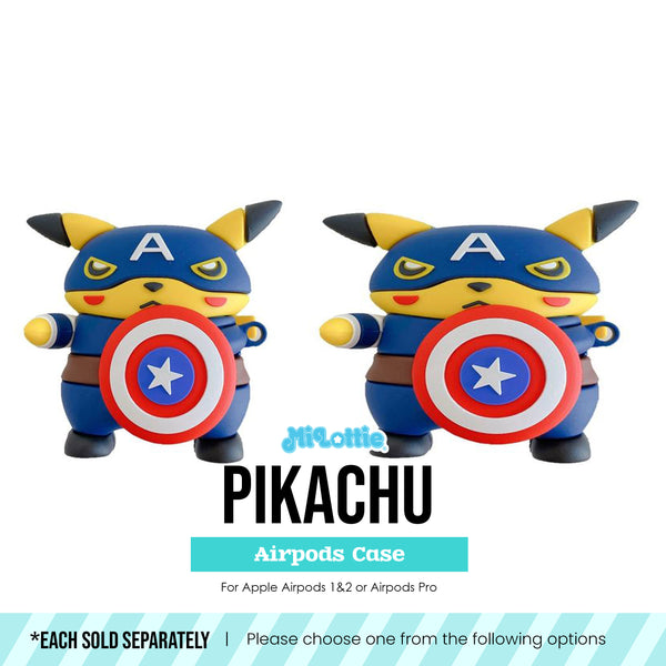 Pikachu in Captain America Costume Pokemon Airpods & AirPods Pro Case