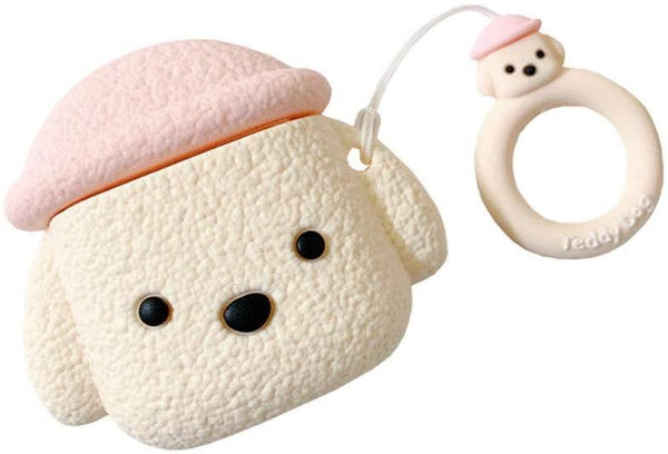 Fluffy Teddy Bear Dog With Hat Apple Airpods Case - Lottemi