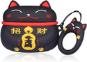 Black Maneki-neko Lucky Cat Apple Airpods Case