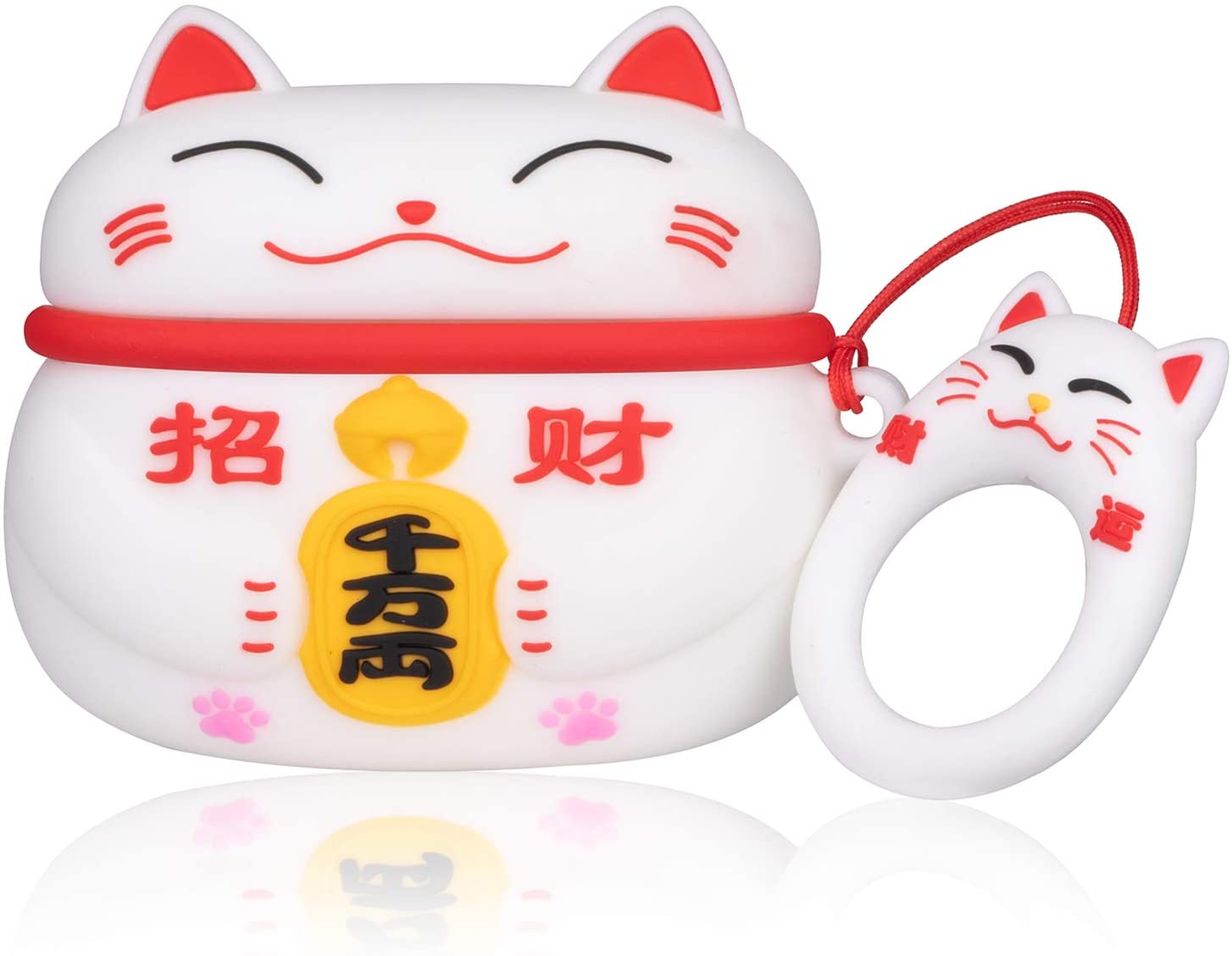 White Maneki-neko Lucky Cat Airpods Case - 0