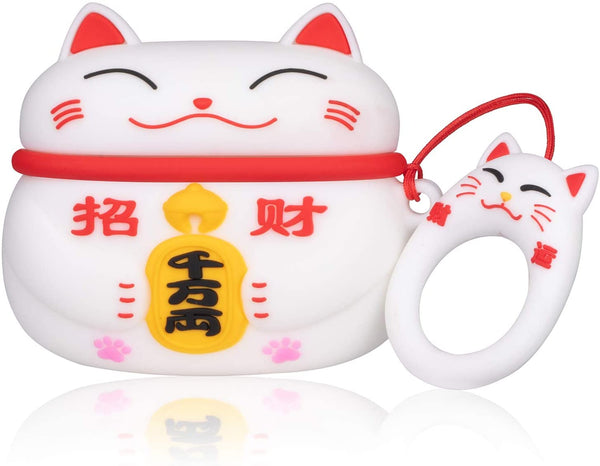 White Maneki-neko Lucky Cat Apple Airpods Case