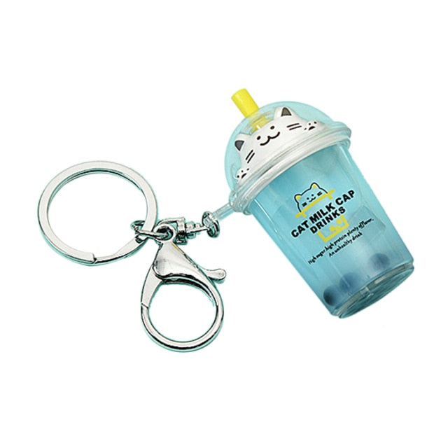 Buy blue Boba Cat Drink Assorted Key Chain
