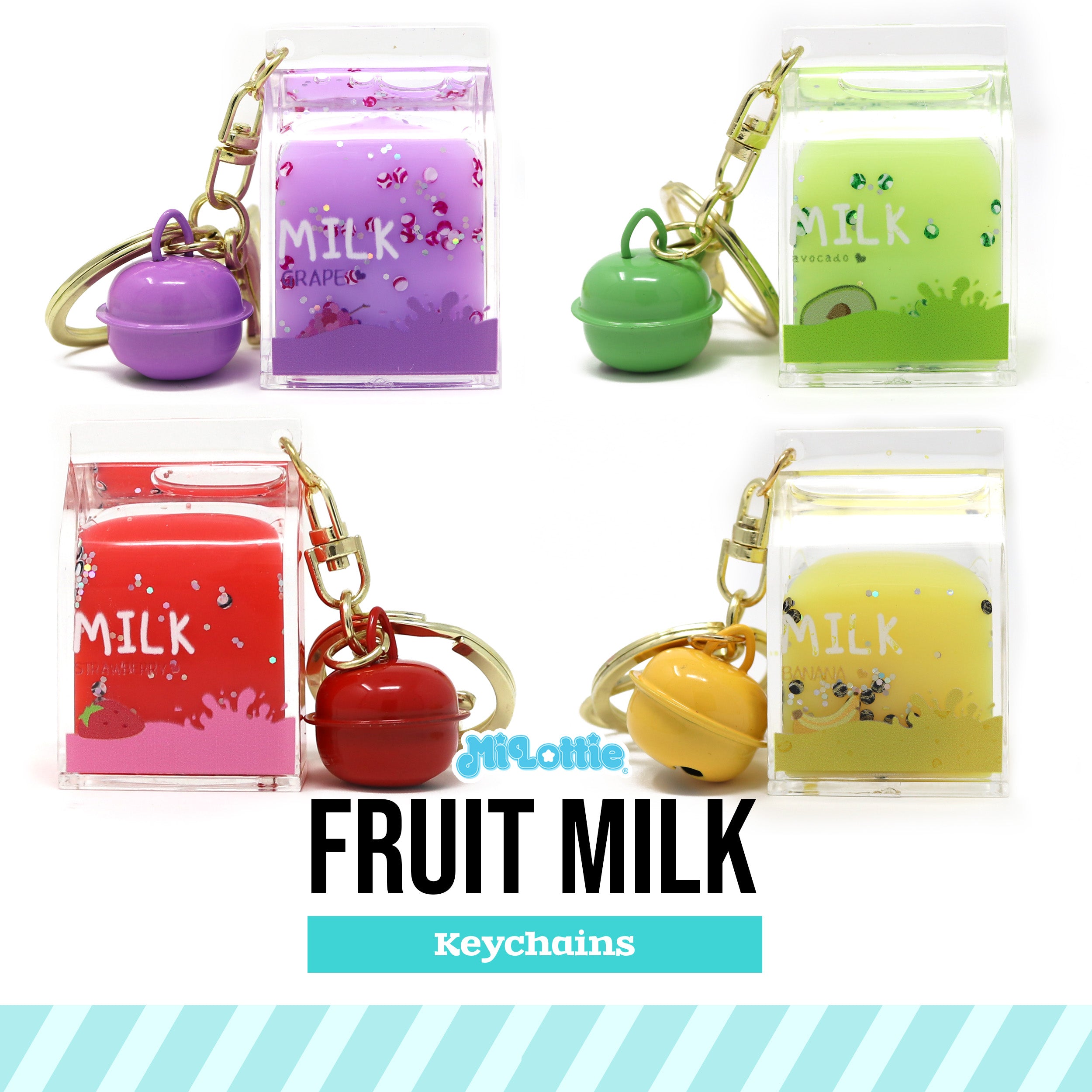 Fruit Milk Carton Assorted Liquid Key Chain