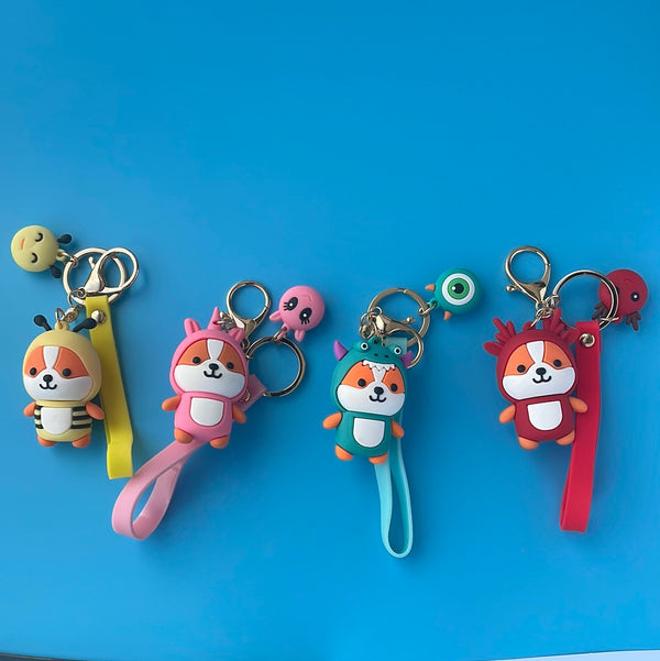 Corgi Dog in Assorted Costumes Keychain