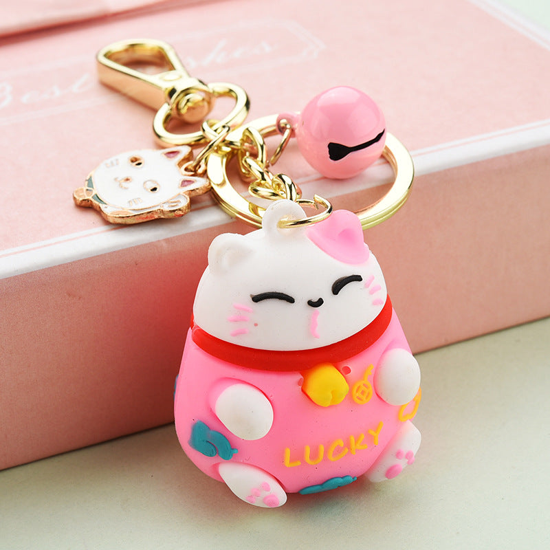 Buy pink Lucky Cat Charms Keychain